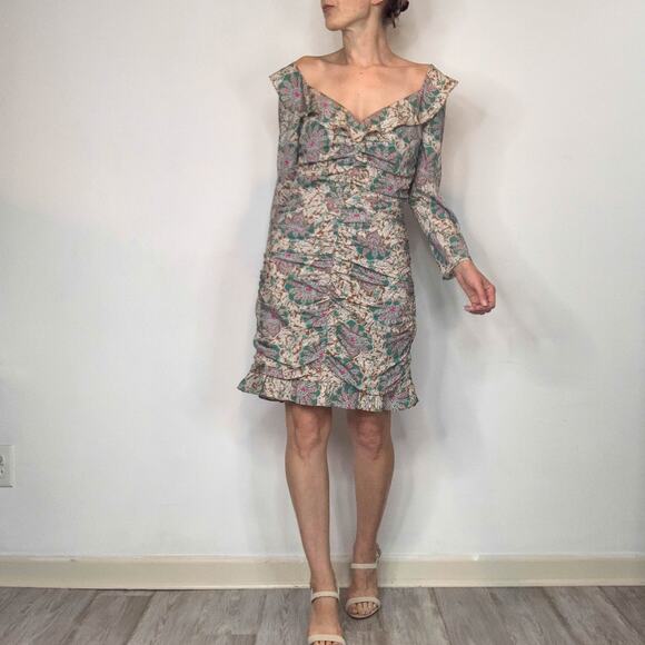 NWT VERONICA BEARD Lozano Floral Ruched Mini Dress Caramel Multi silk boho 3021 - Picture 13 of 14